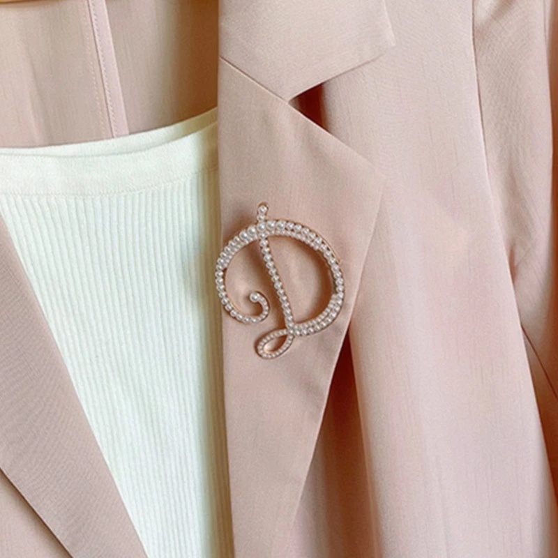 Ghim Cài Áo Hình Chữ Cái Đính Ngọc Trai Giả Thời Trang Cho Nữ