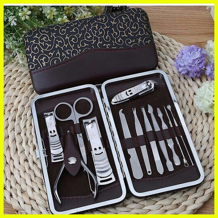 Bộ dụng cụ kìm làm móng đa năng 12 món inox - bộ dụng cụ chăm sóc móc kềm da