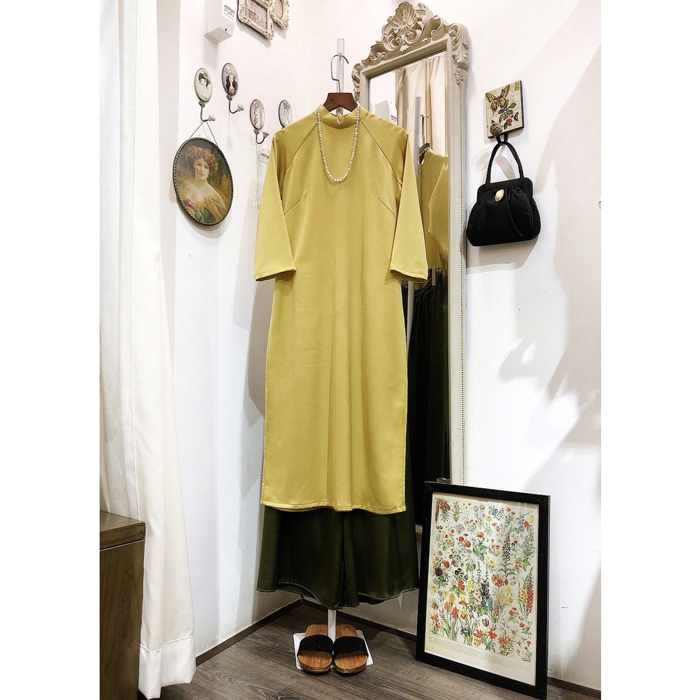 Set Áo dài Rosemary Lụa Tây Thi Vàng Cải Chua