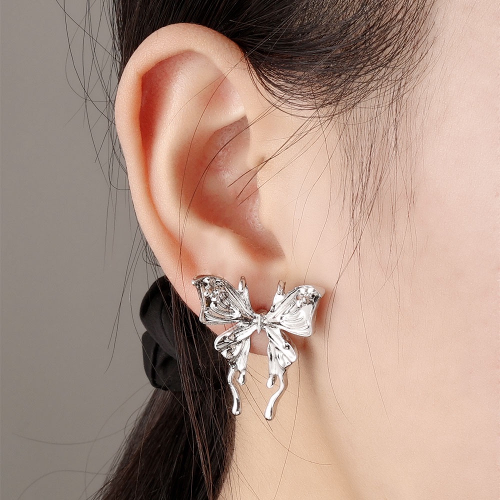 Bông Tai Hình Bướm Bằng Kim Loại Đơn Giản Thanh Lịch Phong Cách Hàn Quốc Thời Trang Cho Nữ