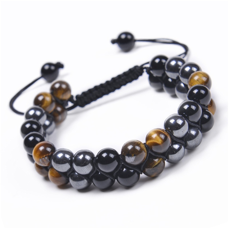 Vòng Đeo Tay Đá Obsidian Mắt Hổ 8mm Từ Tính Bảo Vệ Cho Nam Và Nữ