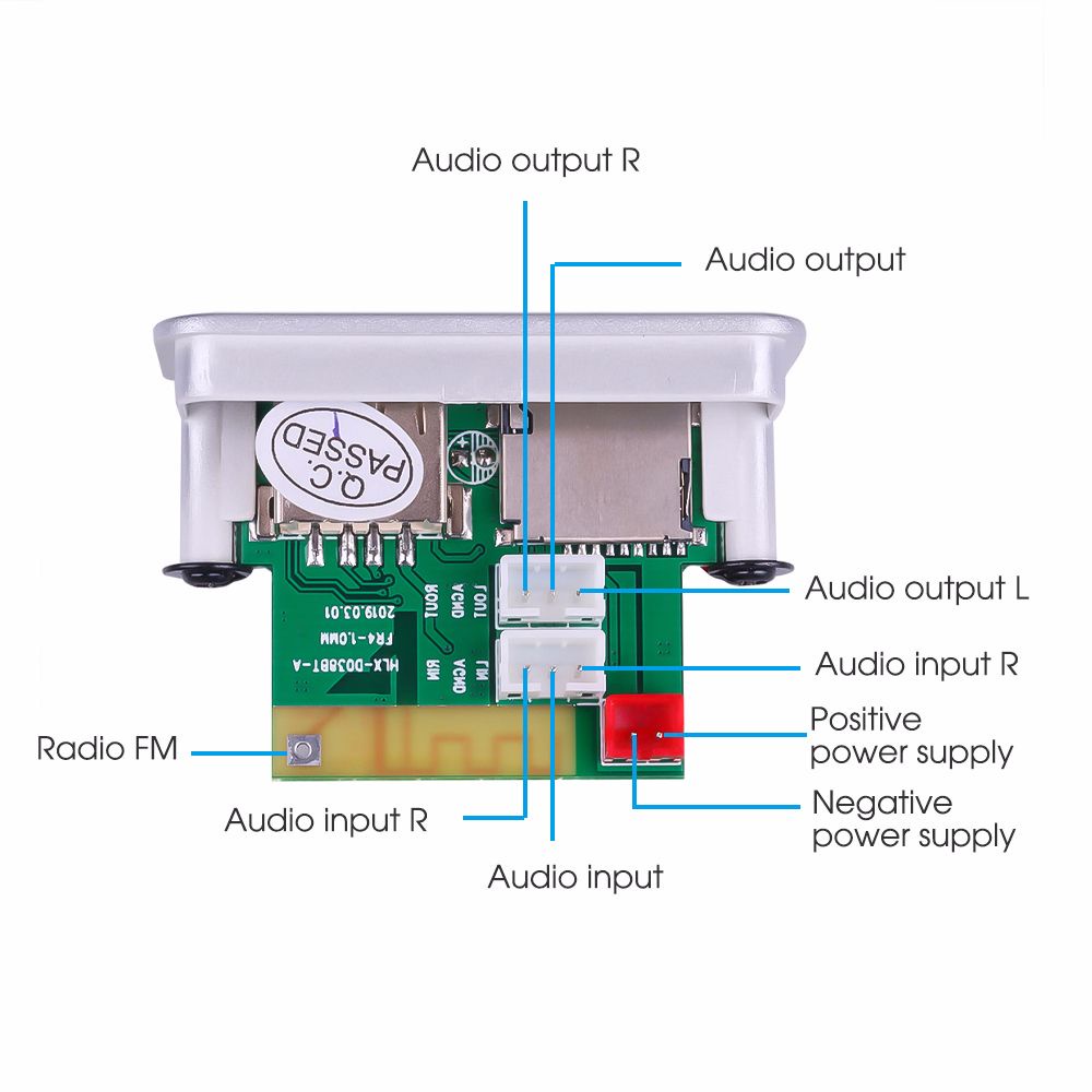 EXPEN High Quality Bluetooth 5.0 5V 12V Wireless MP3 Decoder Board Mini AUX Car Radio WMA Support USB FM TF Radio Audio Module/Multicolor