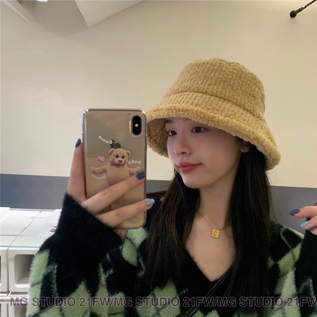 Mũ xô MG STUDIO bằng len lông cừu phong cách cơ bản với 4 màu