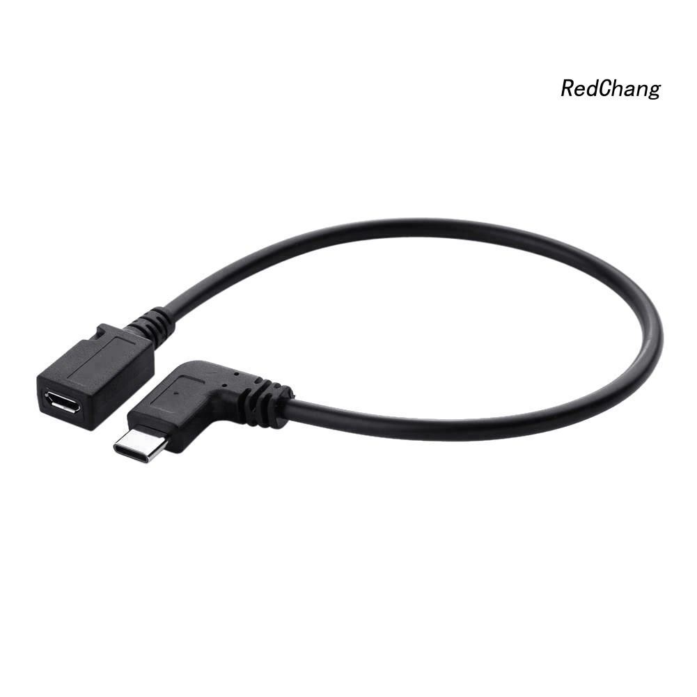 -SPQ- 25cm USB 3.1 Type C Male Left Right Angle to Micro USB 5-Pin Female Sync Cable