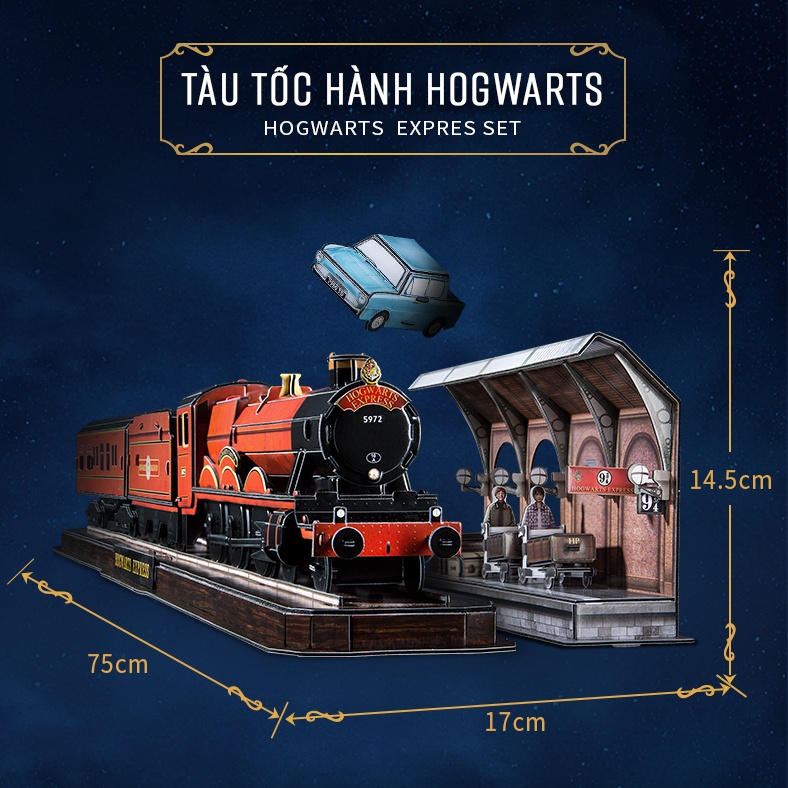 Mô hình lắp ghép CubicFun 3D Harry Potter - Lâu đài Hogwarts - Tàu tốc hành Hogwarts