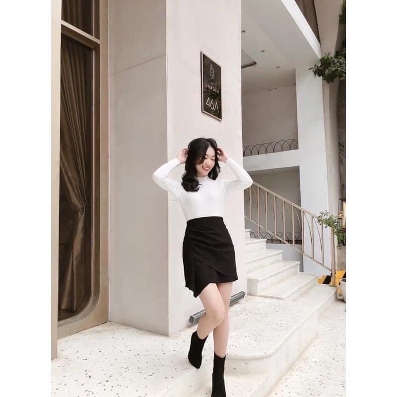 Chân váy chữ a công sở lưng cao - Váy cách điệu bên sườn xinh xắn có lót quần bên trong