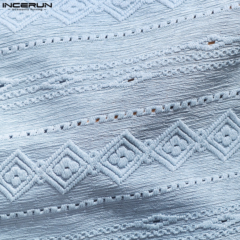 Áo thun INCERUN ngắn tay cổ tròn in họa tiết thời trang Hàn Quốc cho nam