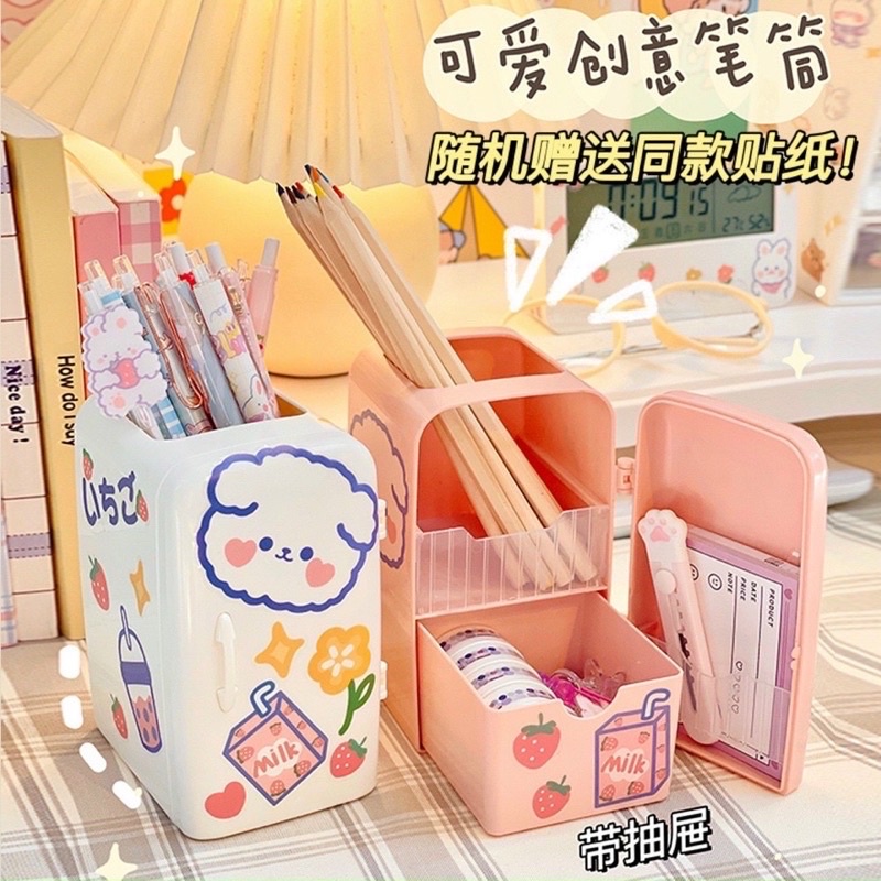 Kệ đựng bút hình tủ lạnh cute decor bàn học
