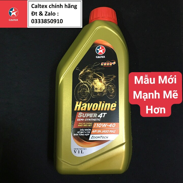 Nhớt xe số bán tổng hợp Caltex Havoline Super4T Semi Synthetic 10w40 [ 1L ]