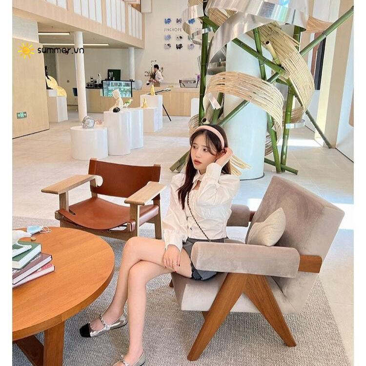 Giày Búp Bê Đế Dày Mũi Tròn Đính Ngọc Trai Giả Dễ Thương Cho Nữ