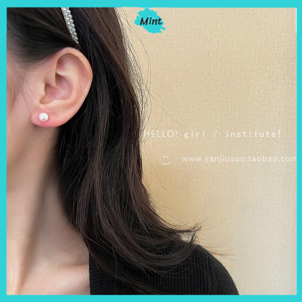 Bông Tai Nữ ❤️KHÔNG GÂY DỊ ỨNG❤️ Khuyên Tai Đính Ngọc Trai Nhân Tạo Size 8mm Đơn Giản