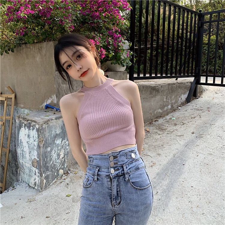 Áo sát nách dệt kim ZHELIHANGFEI ôm dáng gợi cảm cho nữ