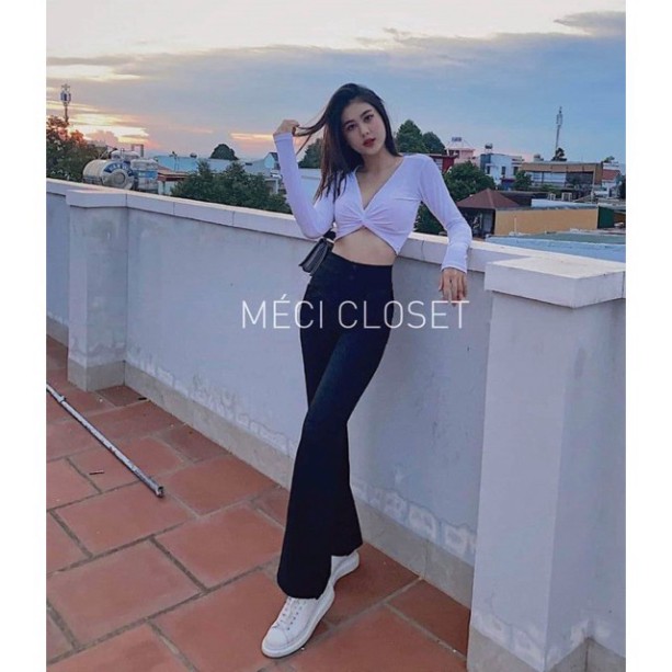 Quần loe cạp cao 2 cúc⚡️ HÀNG LOẠI ĐẸP ⚡️Ống loe, cạp cao,chất dày dặn, mặc lên chân siêu