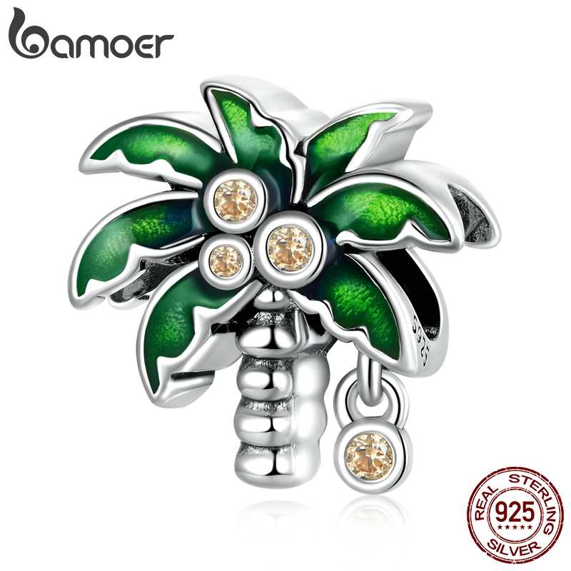 Charm BAMOER bạc 925 hình cây dừa thời trang DIY lắc tay cho nữ