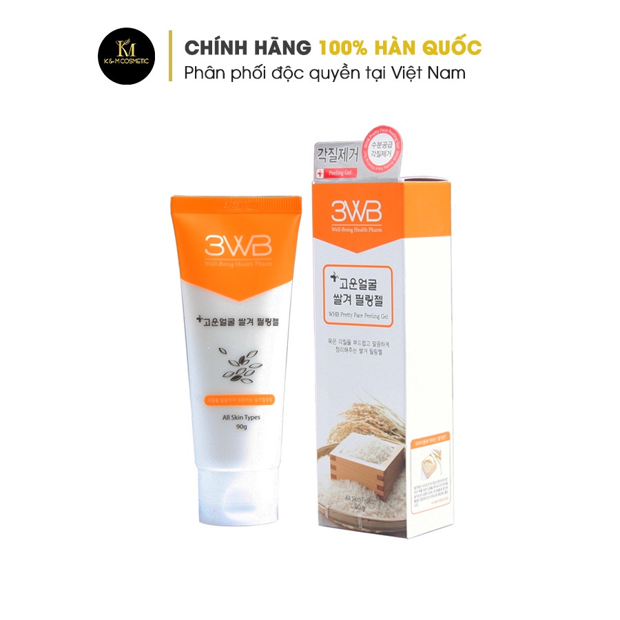 Gel tẩy tế bào chết cám gạo 3WB Pretty Face Peeling Gel 90g  giúp loại bỏ lớp tế bào da chết, bụi bẩn, mụn