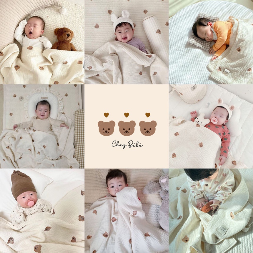 Chăn cotton sáu lớp thiết kế mỏng phong cách Hàn Quốc dành cho trẻ em