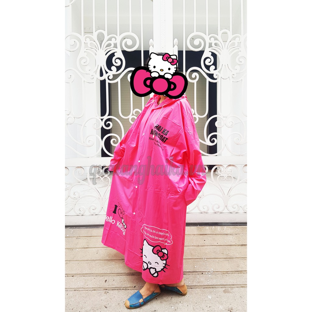 Xưởng Áo mưa Măng tô Dây kéo Hello Kitty  - Áo mưa hoạt hình Cute/Chất liệu PVC siêu bền Đài Loan