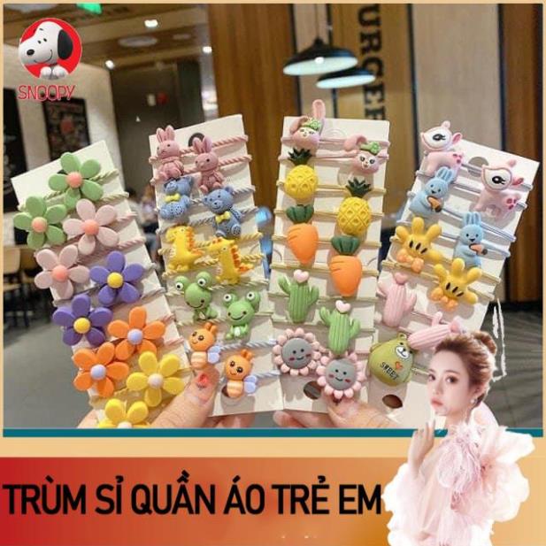Giá sỉ Set 10 Dây Cột Tóc hoa cúc nơ hoạt hình Dễ Thương Cho Bé Gái cute