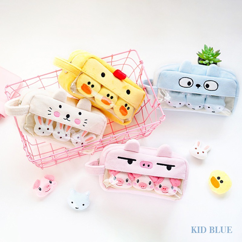 Túi Đựng Bút Cỡ Lớn Phối Lông Kiểu Dáng Dễ Thương Sáng Tạo Cho Nữ