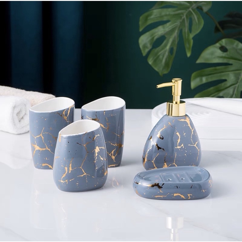 Bộ đồ dùng nhà tắm vân đá cao cấp