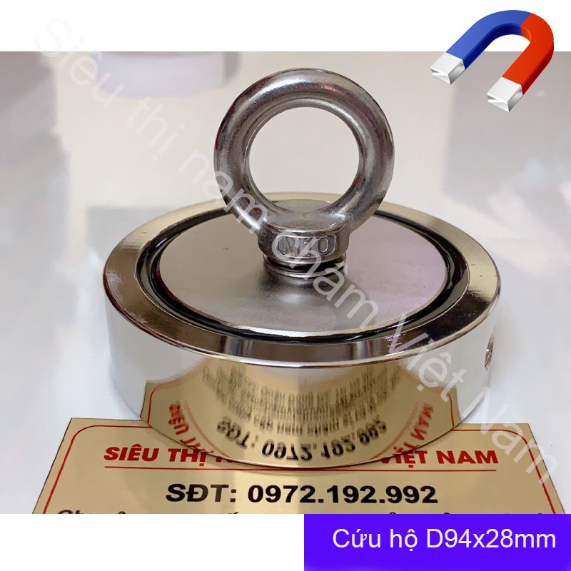 Nam châm cứu hộ kích thước D94x28MM, nam châm hút siêu mạnh lên đến 600kg