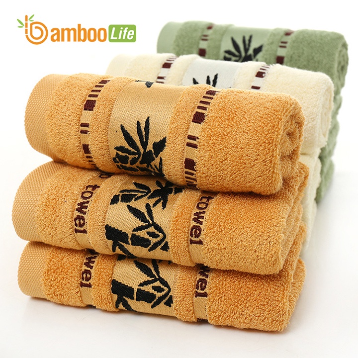 Khăn tắm sợi tre Bamboo Life BL087 họa tiết cây tre, lau người kháng khuẩn, siêu thấm hút, an toàn cho da