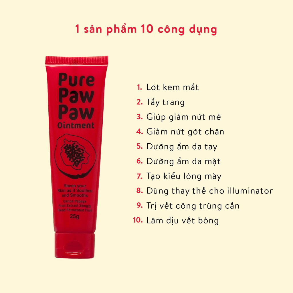 Combo 5 tuýp kem cấp ẩm và giảm nứt nẻ dạng sáp Pure Paw Paw 25g x 5