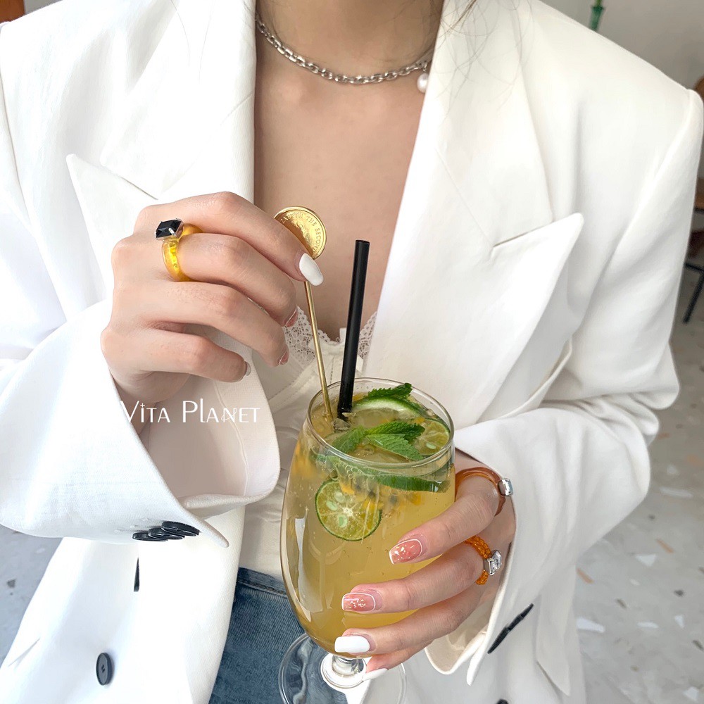 IF ME Nhẫn bằng nhựa màu sắc trong suốt phong cách Hàn Quốc cho nữ