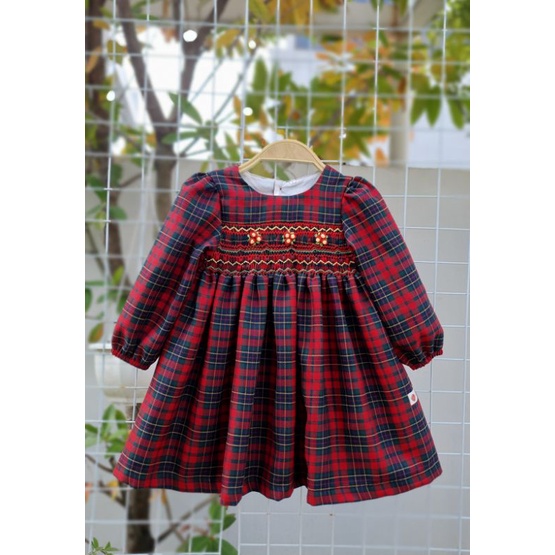 Váy smock chất thô tuýt si kẻ caro 2 màu