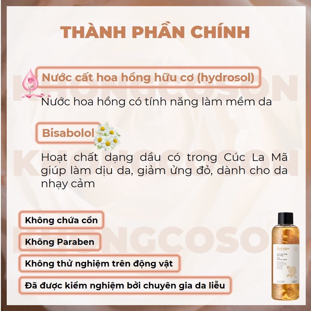 Nước Tẩy Trang Hoa Hồng Cocoon 140 - 500ml - Khongcoson
