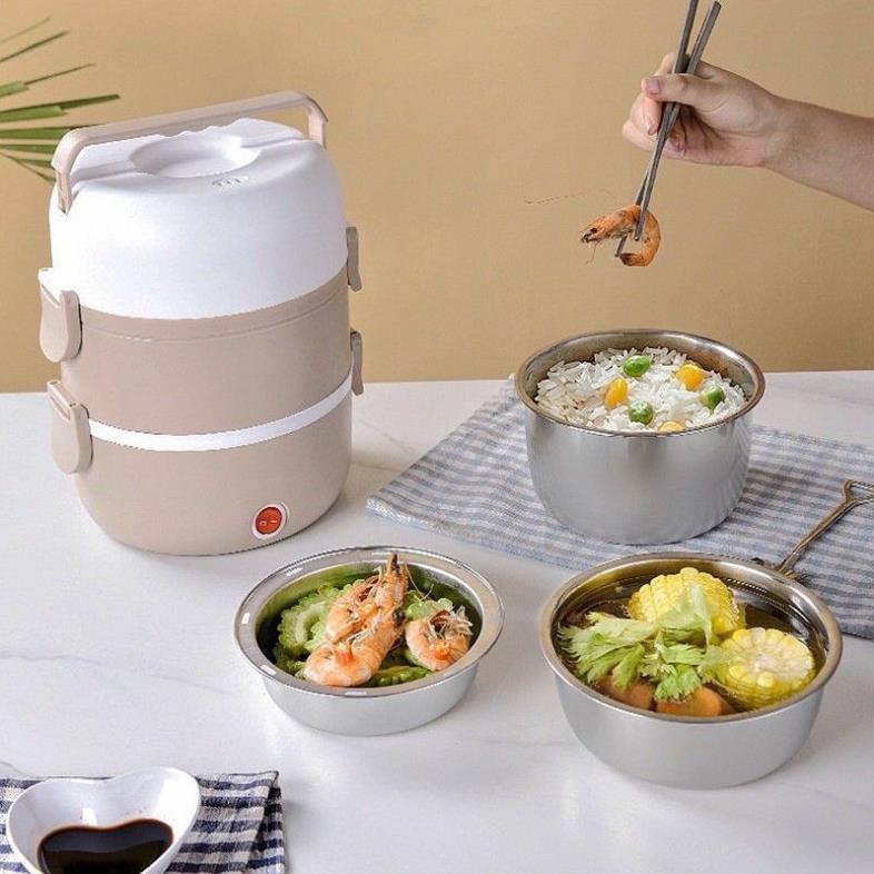 CẶP LỒNG Ủ CƠM CẮM ĐIỆN RUỘT INOX 3 TẦNG ELECTRIC LUNCH BOX