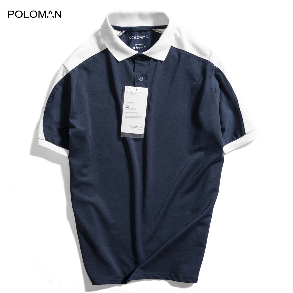 Áo Polo nam cổ bẻ phối Botar vải cá sấu Cotton xuất xịn,chuẩn form,sang trọng-lịch lãm P22 - POLOMAN