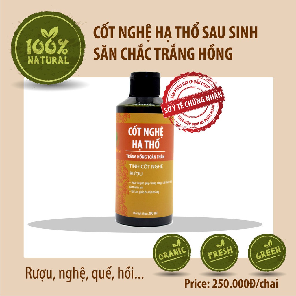 Cốt nghệ hạ thổ WONMOM chai 200ml - Giúp trắng da hồng hào, giảm thâm - Giữ ấm, săn chắc toàn thân - Chính hãng