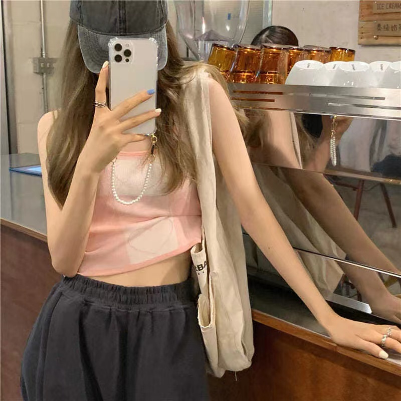 Áo Hai Dây Dệt Kim Phong Cách Hàn Quốc Cho Nữ