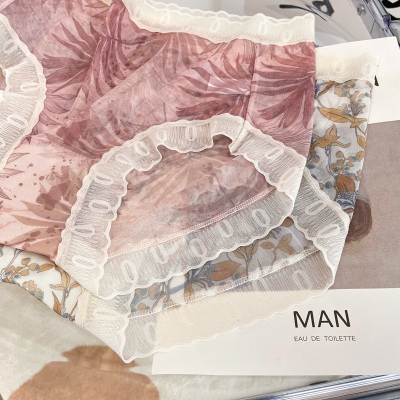 Quần lót nữ cao cấp, lưng cao chất liệu ren tơ tàng hình thoáng khí - 757