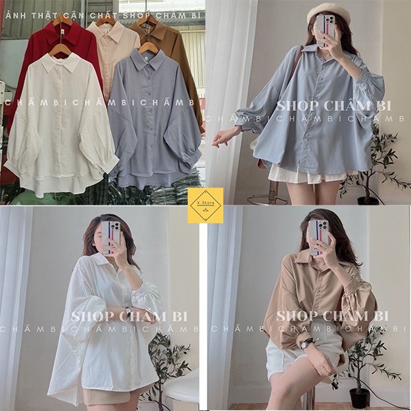 áo sơ mi vạt sau dài form rộng Unisex sexy tôn dáng X.store - chất liệu cotton 3 màu trắng xanh be hottrend 2022 SP1065