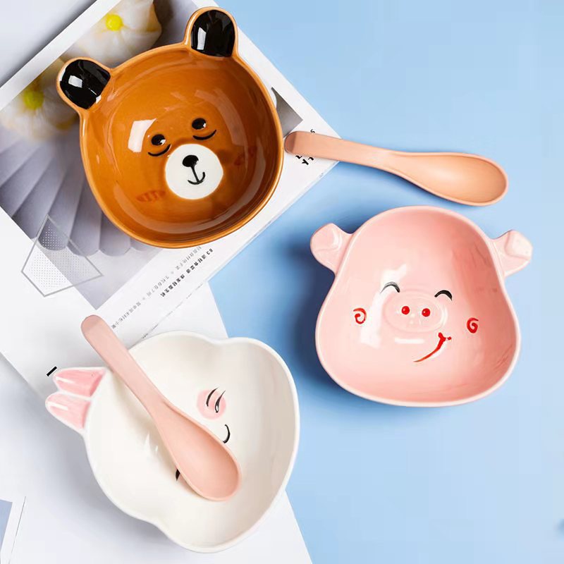 Bát Ăn Dặm Kiểu Nhật Cho Bé, Chén Ăn Gốm Sứ Chịu Nhiệt Cao Hình Thú Dễ Thương