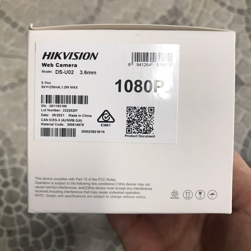 Webcam Hikvision DS-U02 2MP CMOS Full HD có Mic - Hàng chính hãng