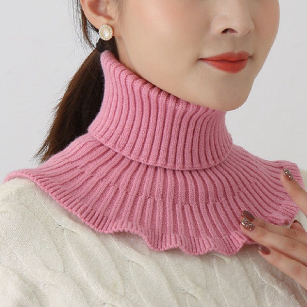 Cổ áo giả bằng len dệt kim màu trơn chống gió thiết kế đơn giản có thể tháo rời phong cách Retro Hàn Quốc cho nữ