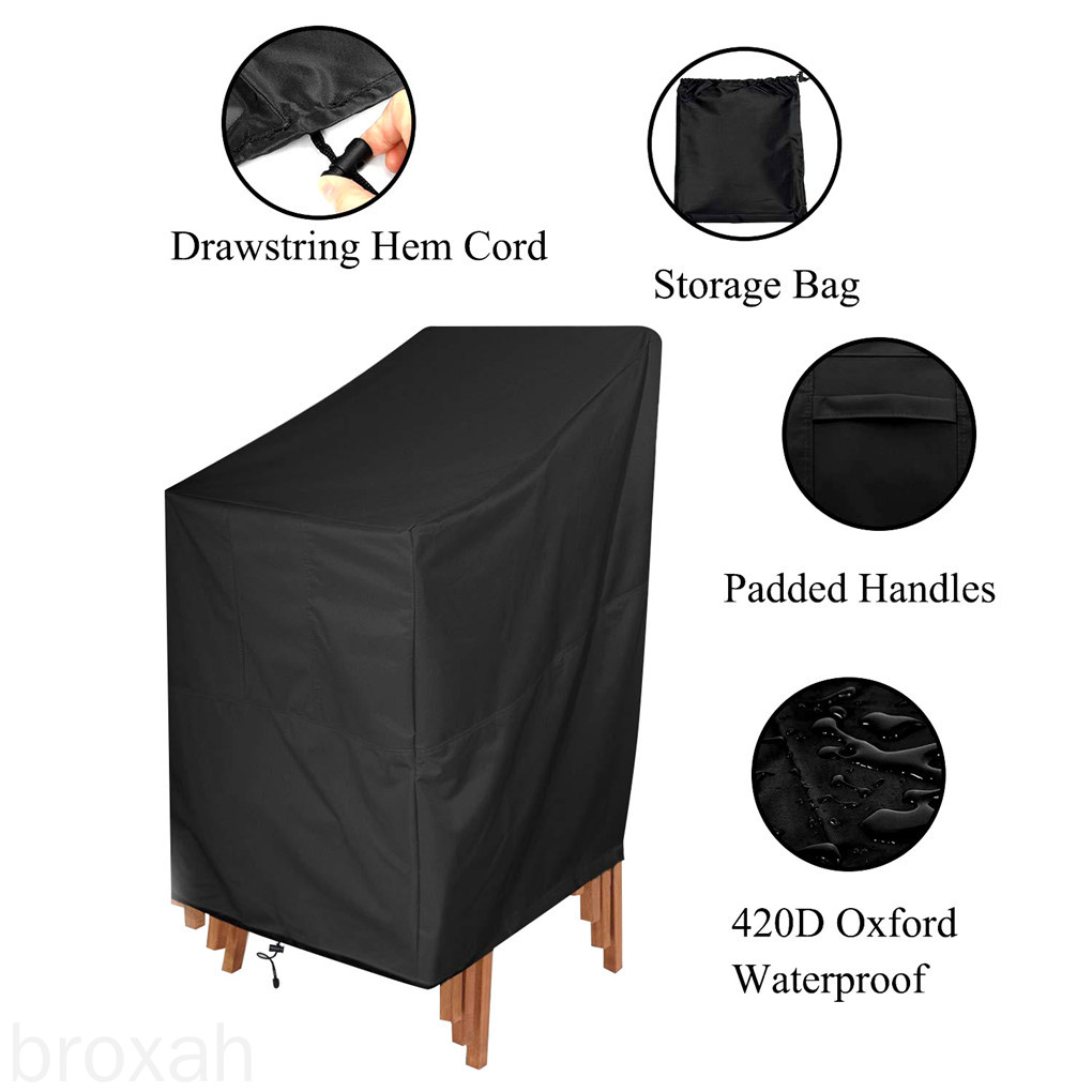 Waterproof Patio Chair Cover Outdoor Garden Furniture Stackable Lounge Seat Protection Cover broxah