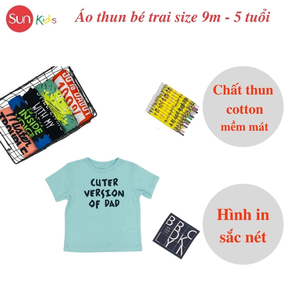 Áo thun bé trai xuất xịn, áo phông cho bé trai, chất cotton, size 9m - 5 tuổi - SUNKIDS