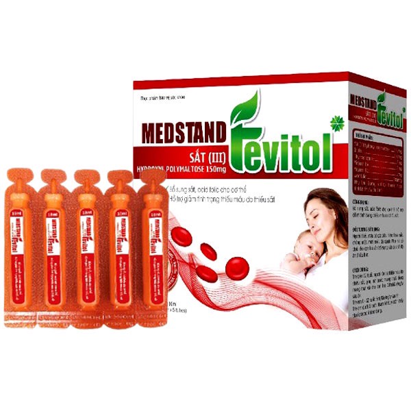 Medstand Fevitol. Bổ sung sắt và Acid folic cho bà bầu, trước sinh, sau sinh và em bé - Dạng ống siro dễ uống
