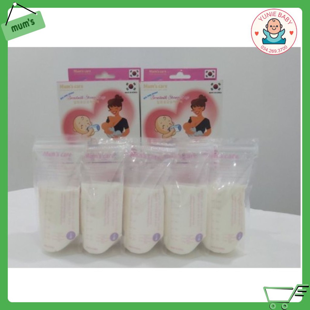 TÚI TRỮ SỮA CẢM ỨNG NHIỆT MUM'S CARE (HÀN QUỐC) 210ml KHÔNG CHỨA BPA - 30 TÚI/HỘP