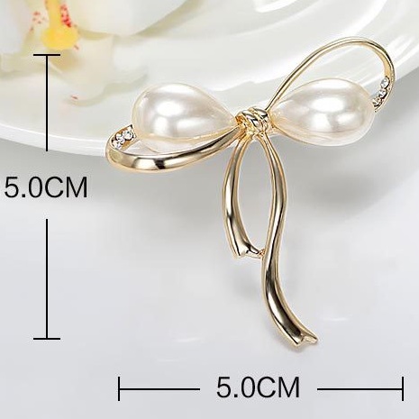 Ghim Cài áo hình nơ đính ngọc trai nhân tạo đơn giản đẹp - Cài áo CA17