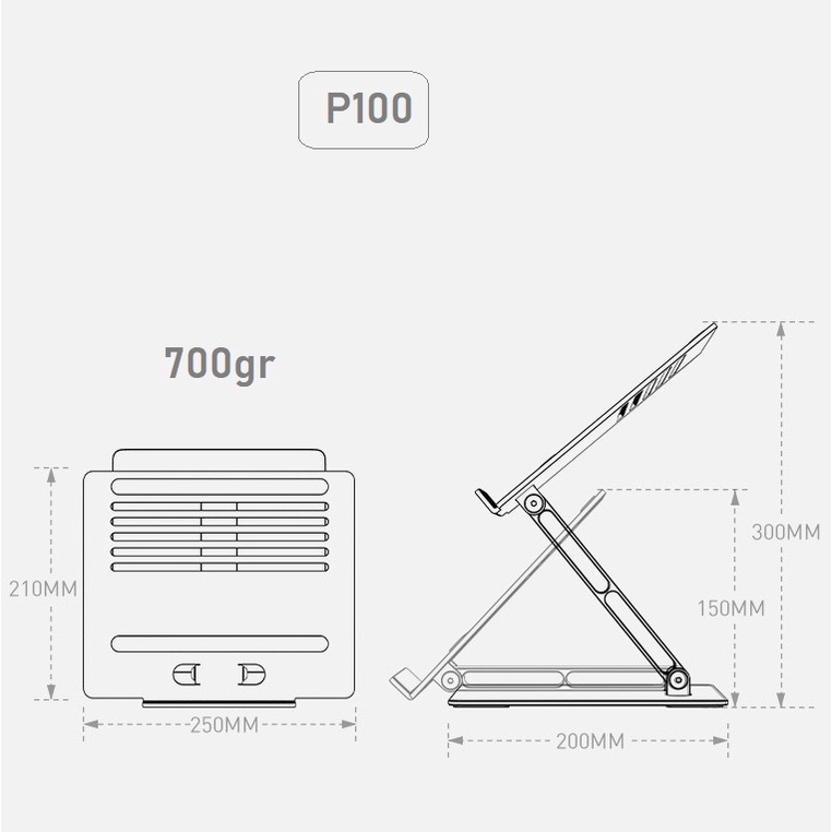 Giá đỡ Macbook Dell Ipad Surface thiết kế một chân nhôm hỗ trợ tản nhiệt cho laptop máy tính bảng P100
