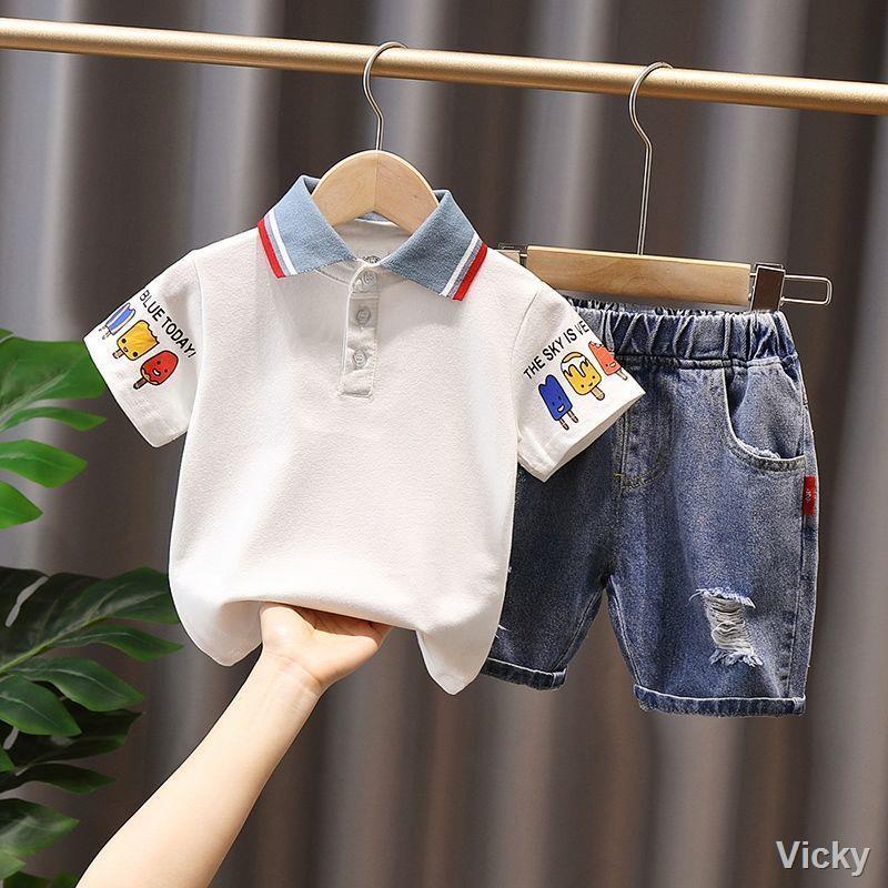 AOHUI Bộ vest nam mùa hè 2021 kiểu mới, trẻ em, đẹp trai, hợp thời trang, bé trai, em bé, áo sơ mi ngắn tay mùa hè