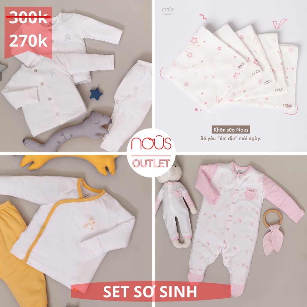 Nous Bộ Quần Áo Cài Thẳng Nous + Cài Lệch Nous + Body Nous ( bán kèm 1 phụ kiện) off 10%( Size NB Newborn)