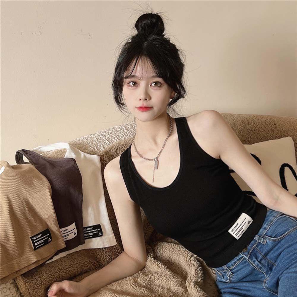 OCEANMAP Áo Croptop Hai Dây Cổ Chữ V Có Mút Nâng Ngực Tháo Rời Được Thời Trang Quyến Rũ