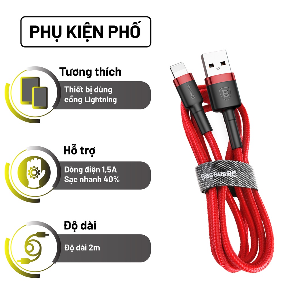 Cáp Sạc Và Truyền Dữ Liệu Baseus Cổng USB Lightning Dành Cho Iphone - Dây Sạc Nhanh Với Tốc Độ Truyền Cao