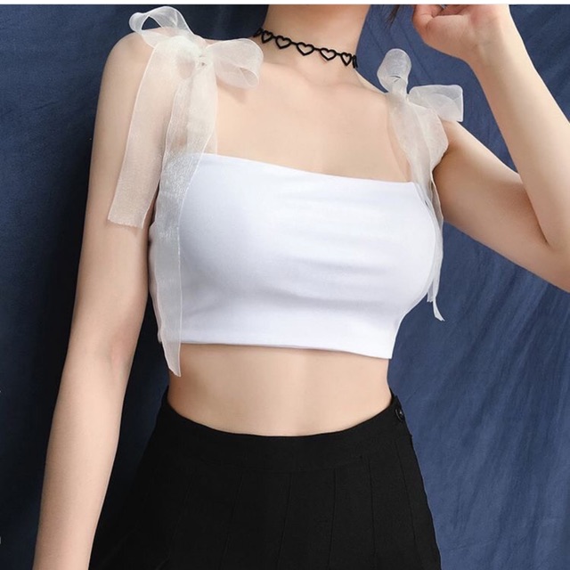 Áo buộc nơ voan